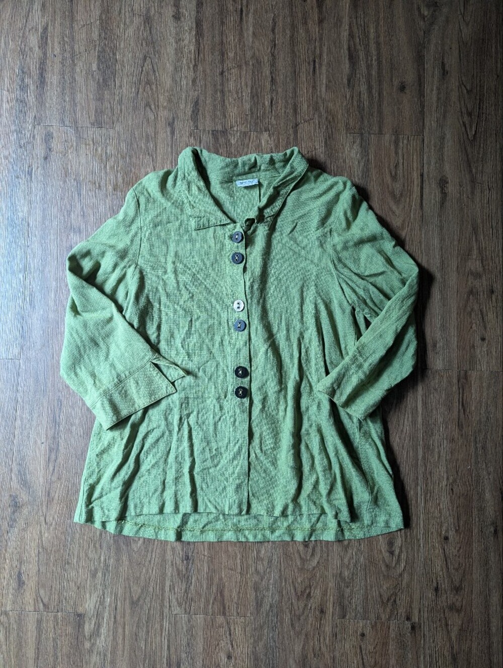 Habitat Women's Green Button-Front 3/4 Sleeve Tunic Top Sz M